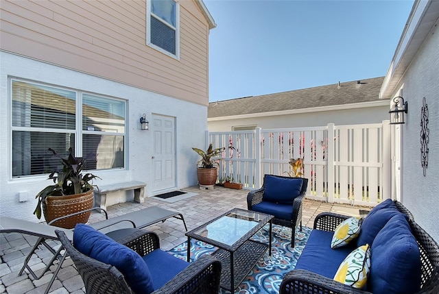 view of patio featuring an outdoor hangout area