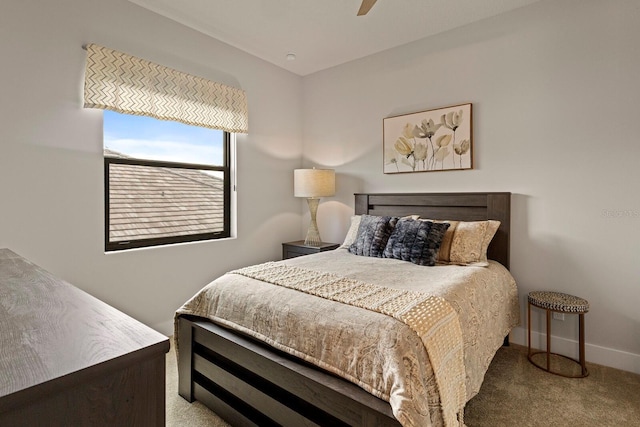 bedroom with carpet floors and ceiling fan