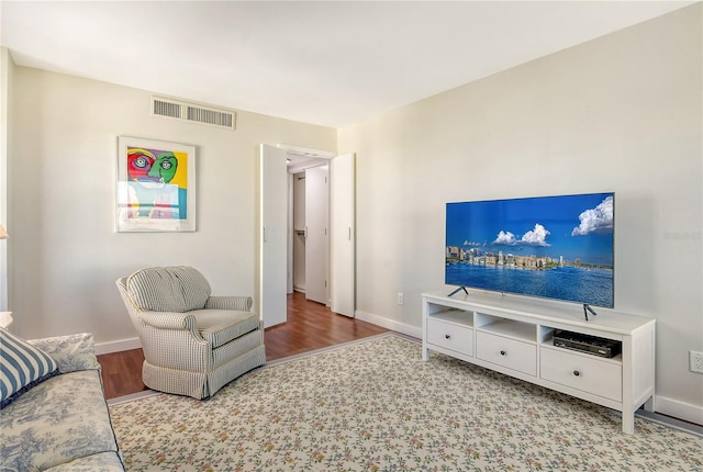 living room with hardwood / wood-style flooring