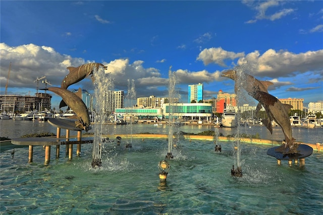 view of playground featuring a water view