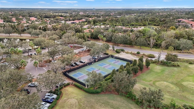 drone / aerial view with golf course view