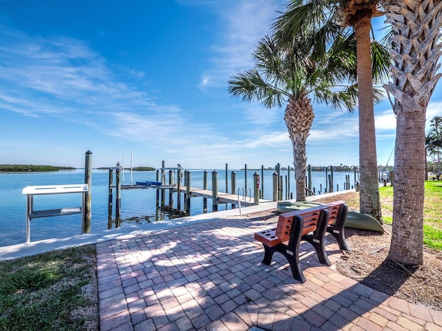 view of dock featuring a water view