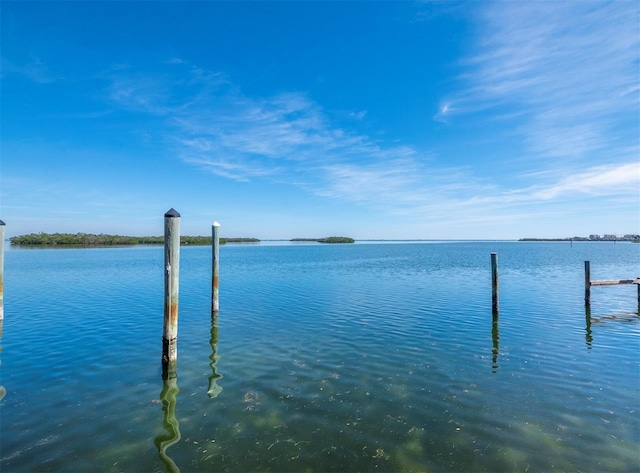 property view of water featuring a dock