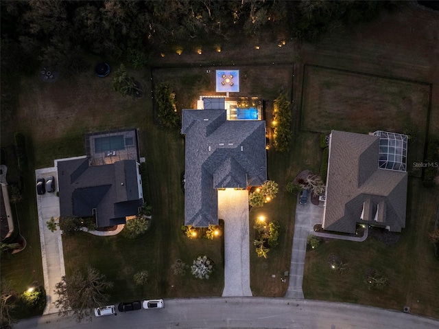 view of aerial view at night