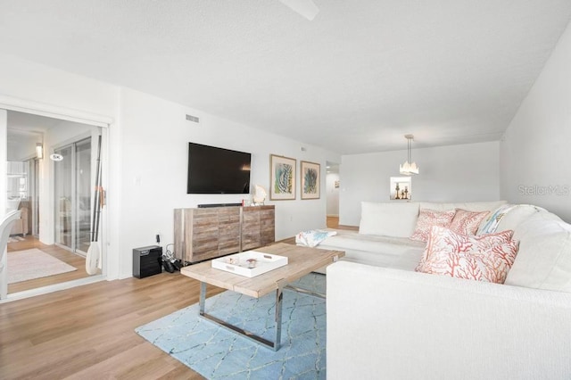 living room with hardwood / wood-style floors