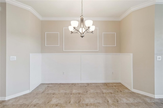 4891 Maymont Park Cir, Bradenton, FL 34203 - spare room with crown molding and an inviting chandelier