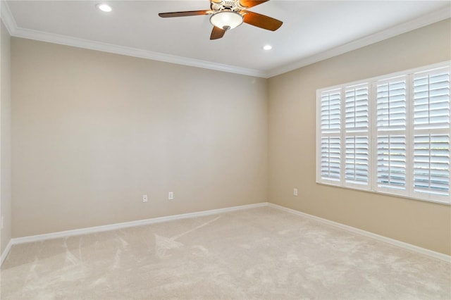 4891 Maymont Park Cir, Bradenton, FL 34203 - carpeted spare room featuring ceiling fan and ornamental molding