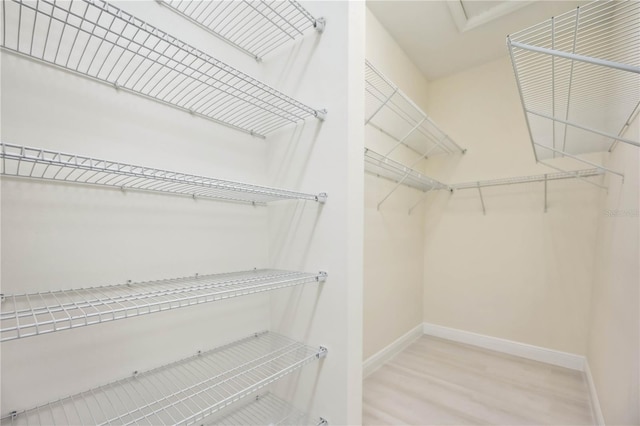 walk in closet featuring light wood-type flooring