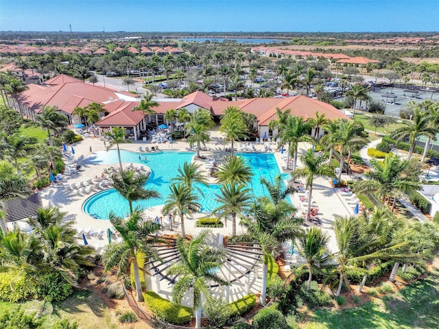 aerial view with a residential view