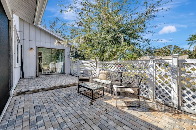 view of patio with an outdoor living space