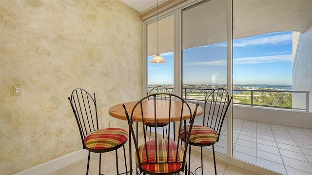 interior space featuring light tile patterned floors