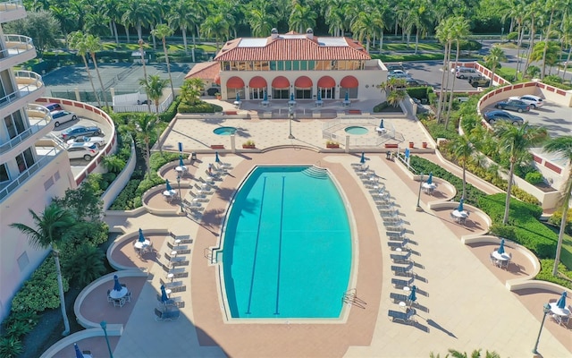 view of swimming pool with a patio