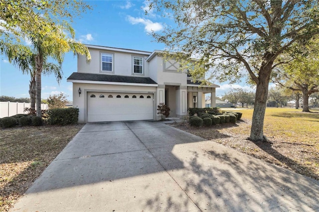 view of front property with a garage