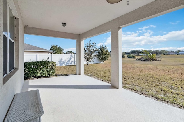 view of patio with ceiling fan