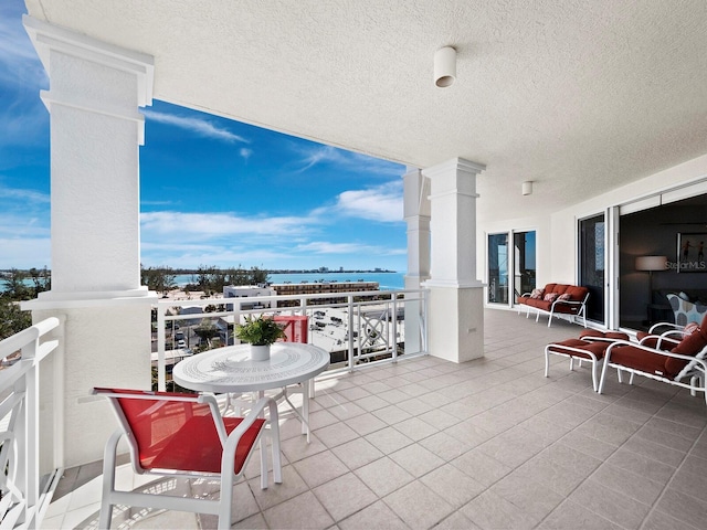 balcony with a water view