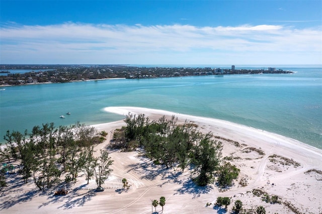 property view of water with a beach view