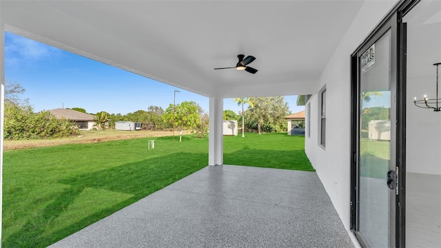 view of patio / terrace with a ceiling fan