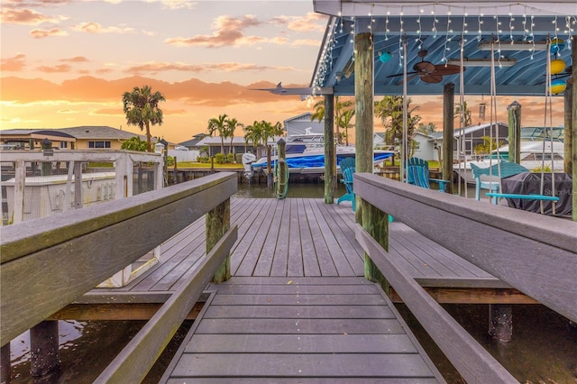 dock area featuring a water view