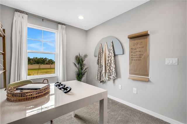 view of carpeted office space