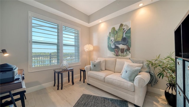 living room with light wood-type flooring