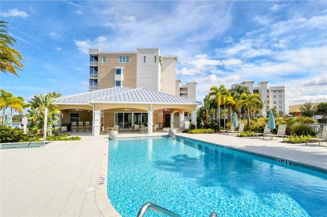 view of pool with a patio area