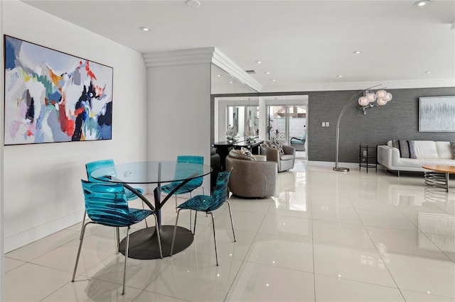 dining area with light tile patterned flooring