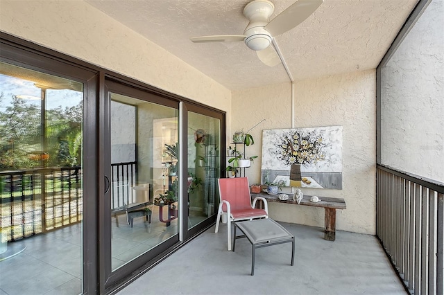 balcony with ceiling fan