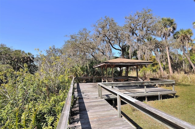 dock area with a gazebo