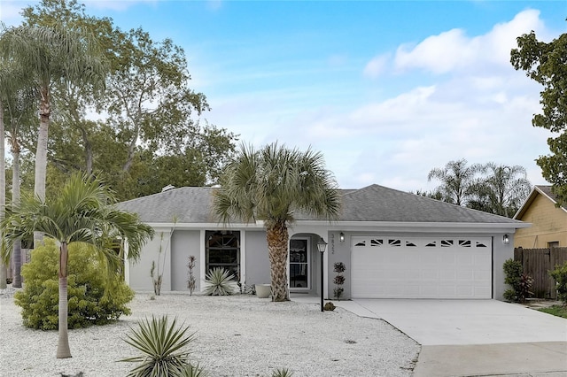 ranch-style home with a garage