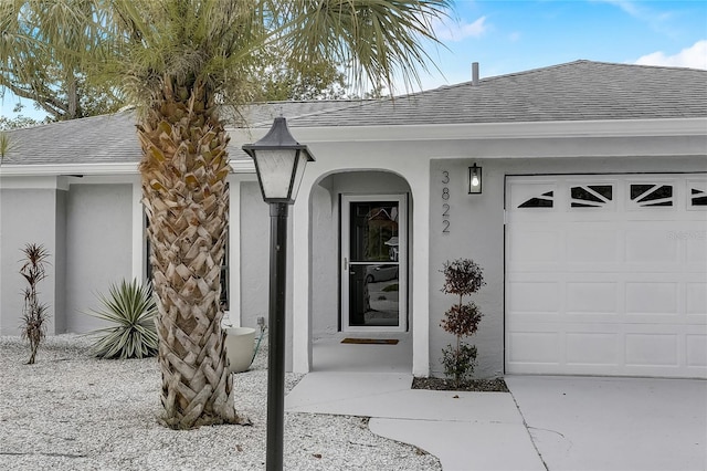 entrance to property with a garage