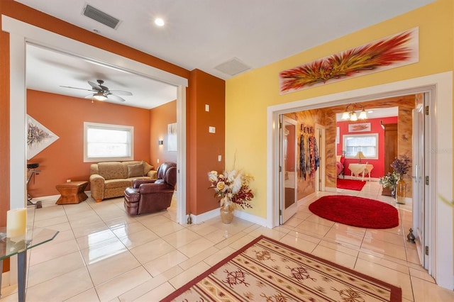 interior space featuring light tile patterned floors