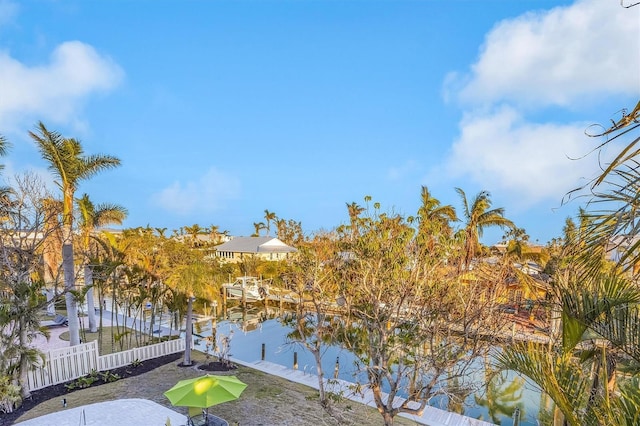 water view with a dock