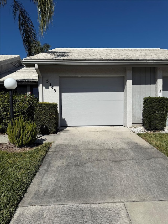 exterior space with a garage