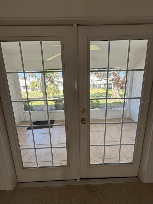 doorway to outside with french doors