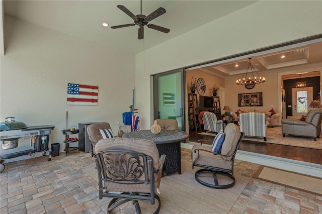 view of patio / terrace featuring ceiling fan