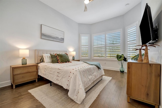 bedroom featuring dark hardwood / wood-style floors