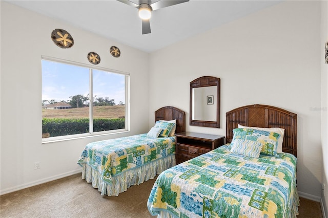 bedroom with carpet floors and ceiling fan