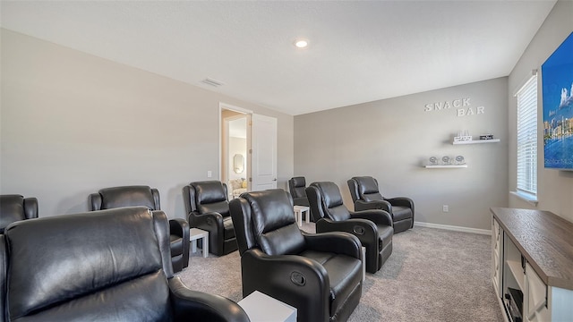 view of carpeted home theater room