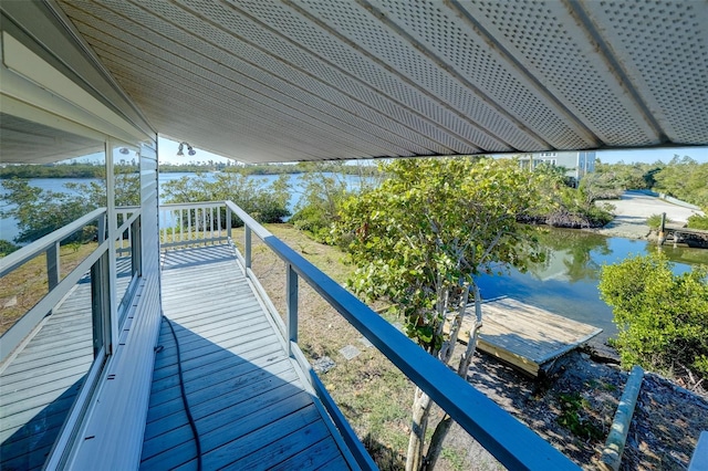 view of dock featuring a water view