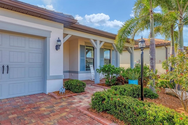 entrance to property with a garage