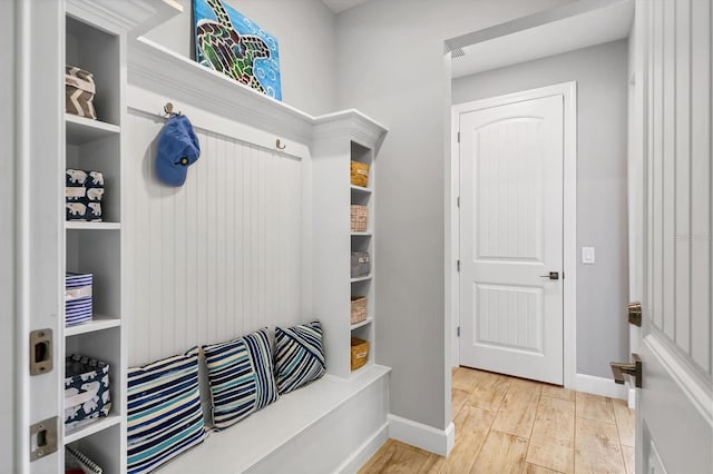 mudroom featuring light hardwood / wood-style floors