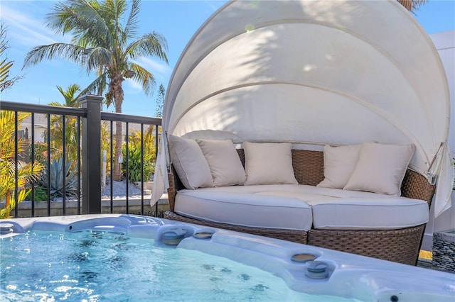 balcony with a hot tub