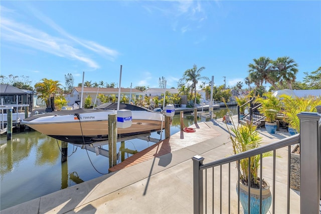 view of dock featuring a water view