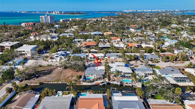 bird's eye view featuring a water view