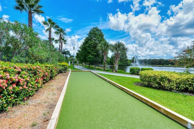 view of property's community with a water view