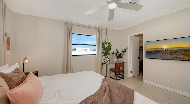 bedroom featuring ceiling fan