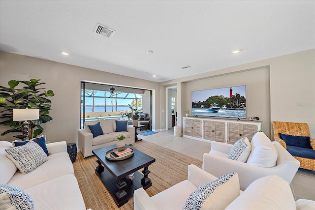 view of tiled living room