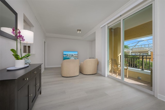 interior space with crown molding