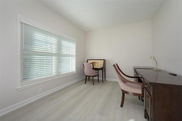 office area with light wood-type flooring