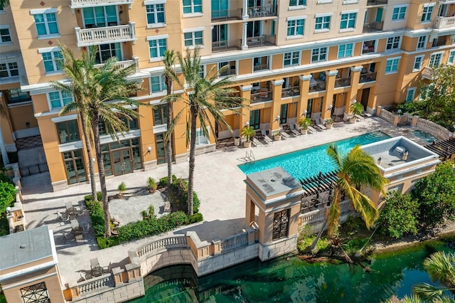 view of pool featuring a patio